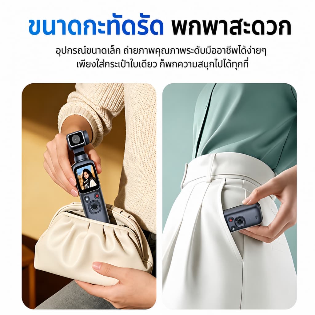 MODOFO Pocket Camera Vlog Camera 4K WiFi Action Camera AI Face Tracking ซูม18เท่า หมุนได้ 330° กล้อง 75MP Zoom Vlog บันทึกวิดีโอ รูปที่ 7