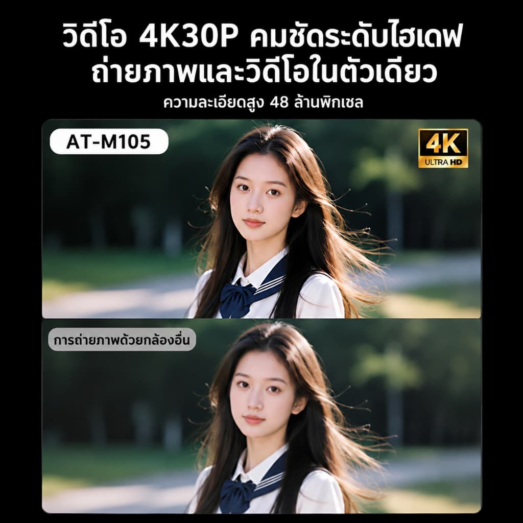 MODOFO Pocket Camera Vlog Camera 4K WiFi Action Camera AI Face Tracking ซูม18เท่า หมุนได้ 330° กล้อง 75MP Zoom Vlog บันทึกวิดีโอ รูปที่ 6