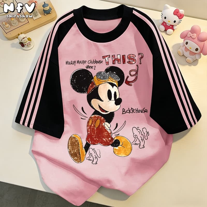 NFV สไตล์เกาหลี Mickey Mouse เสื้อยืด Oversized สะดวกสบาย ระบายอากาศ ผ้าฝ้าย YG3354 รูปที่ 2