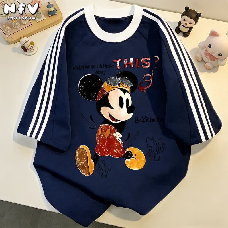 NFV สไตล์เกาหลี Mickey Mouse เสื้อยืด Oversized สะดวกสบาย ระบายอากาศ ผ้าฝ้าย YG3354 รูปที่ 4