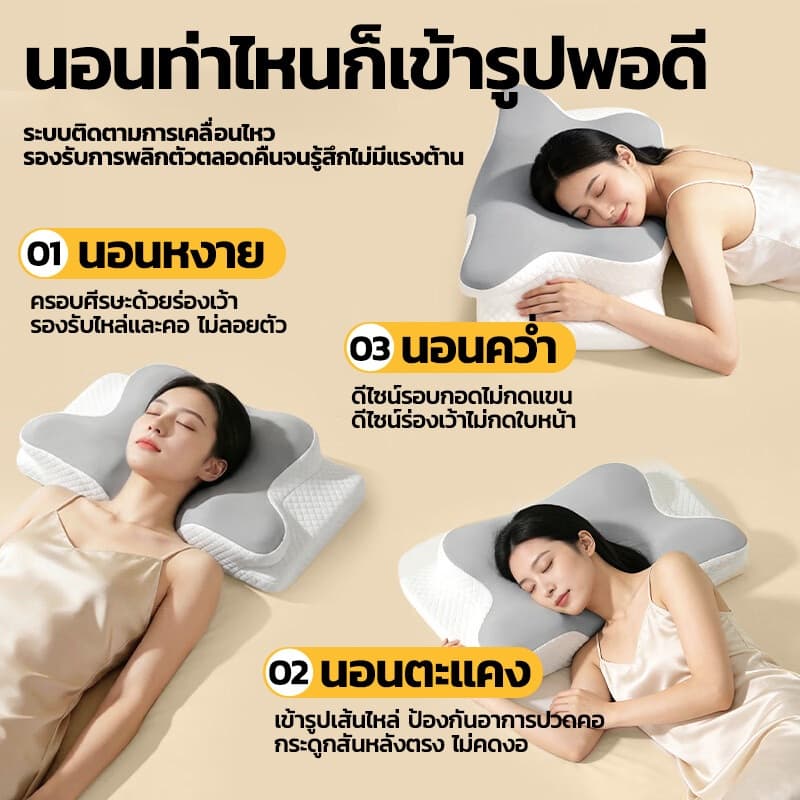 MODOFO หมอน 3d deep sleep หมอนเพื่อสุขภาพ sleephappy หมดปัญหาปวดคอ ไม่ต้องกังวลเรื่องกรน หลับสบายต่อเนื่องตลอดคืน รูปที่ 2