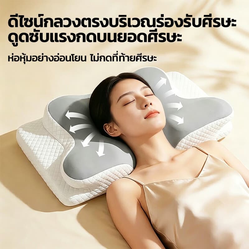 MODOFO หมอน 3d deep sleep หมอนเพื่อสุขภาพ sleephappy หมดปัญหาปวดคอ ไม่ต้องกังวลเรื่องกรน หลับสบายต่อเนื่องตลอดคืน รูปที่ 7