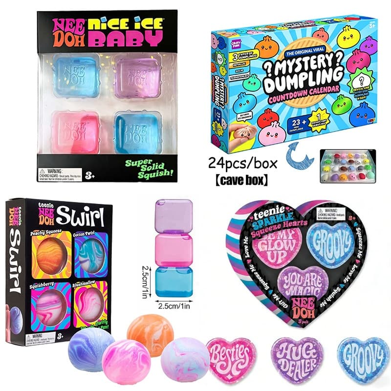 NeeDoh Teenie Swirl ความเครียดบรรเทาของเล่นของขวัญ 24 ชิ้น NeeDoh Advent ปฏิทิน Cave กล่อง Squishy ของเล่น รูปที่ 1