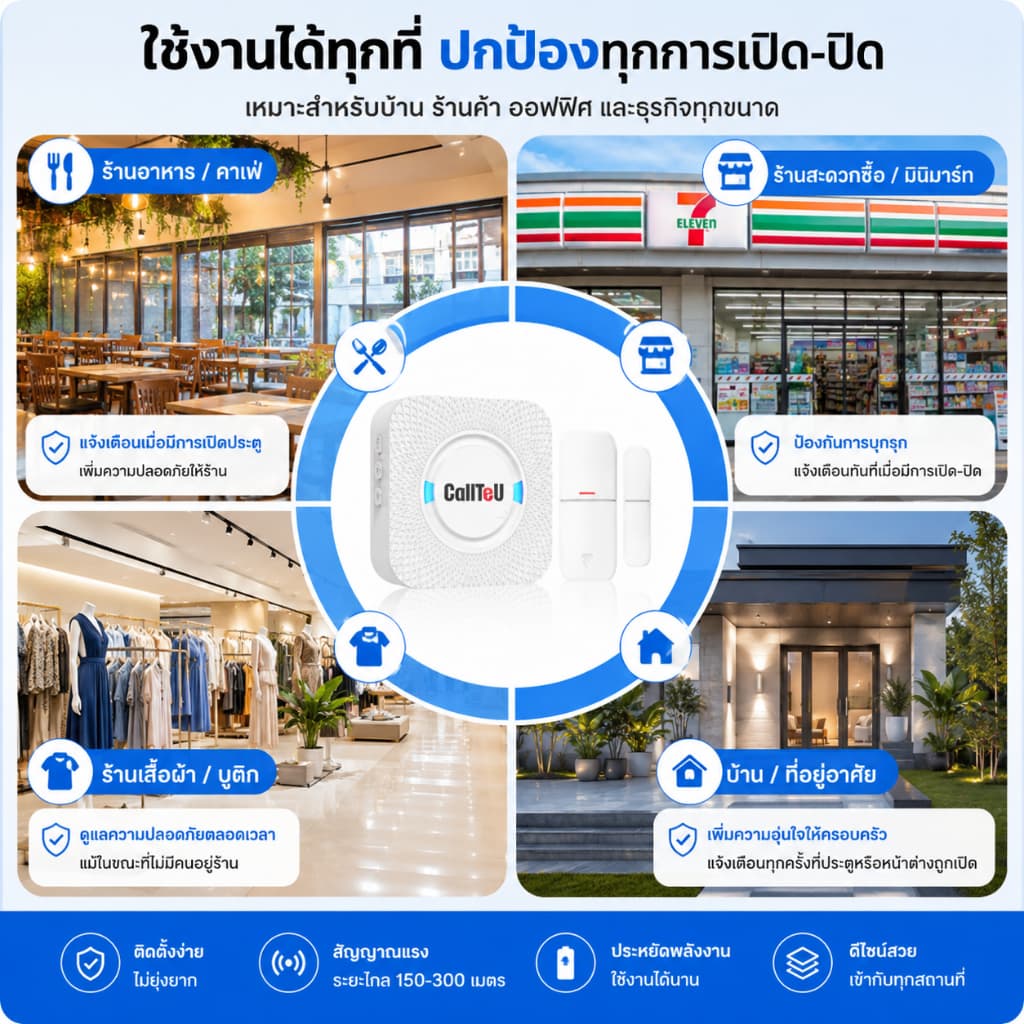 DAYTECH Wireless Sensor Door Wireless Shop หน้าต่างประตูด้านหน้า Anti-Theft Noise Wireless Doorbell รูปที่ 8