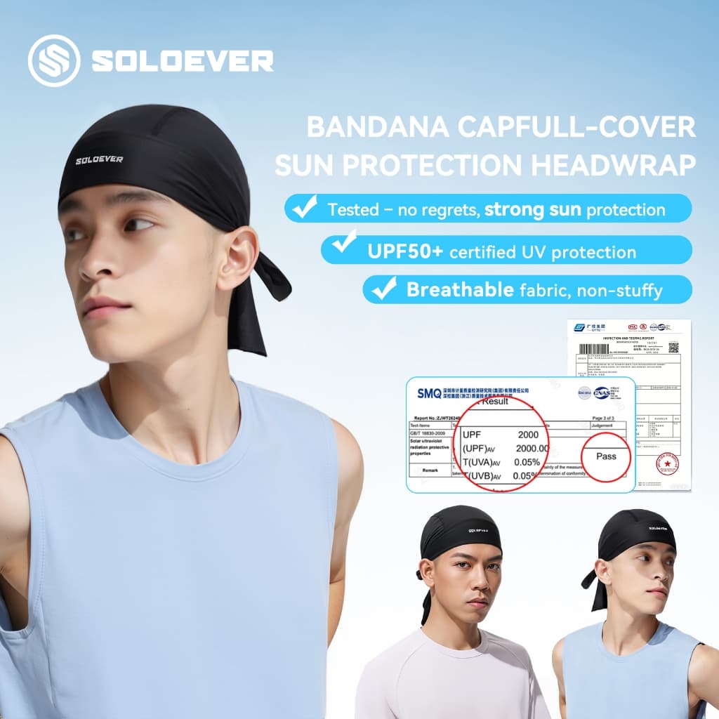 SOLOEVER หมวกโจรสลัด สไตล์Hip Hop ทำจากซิลค์ดูราจห่อศีรษะ ป้องกันฝุ่นและแสงUV นุ่มนวล รูปที่ 1