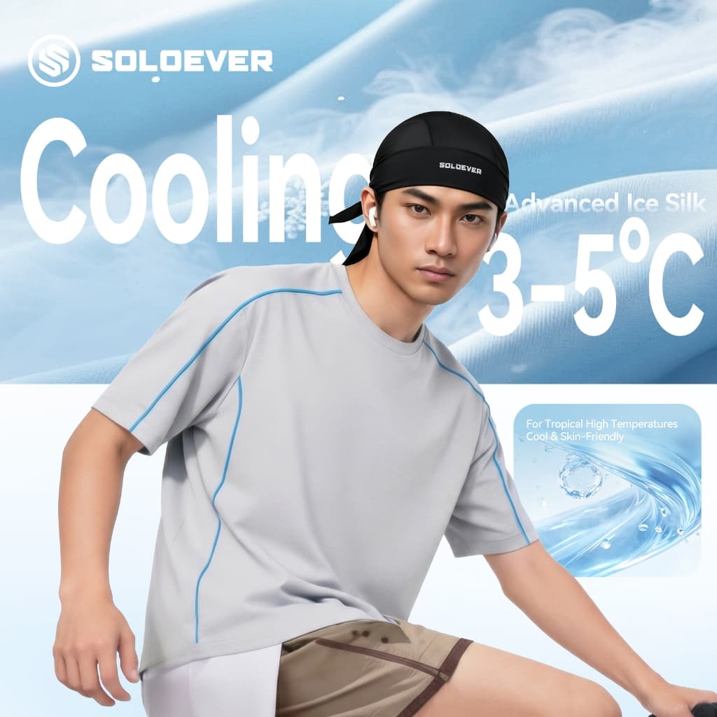 SOLOEVER หมวกโจรสลัด สไตล์Hip Hop ทำจากซิลค์ดูราจห่อศีรษะ ป้องกันฝุ่นและแสงUV นุ่มนวล รูปที่ 6