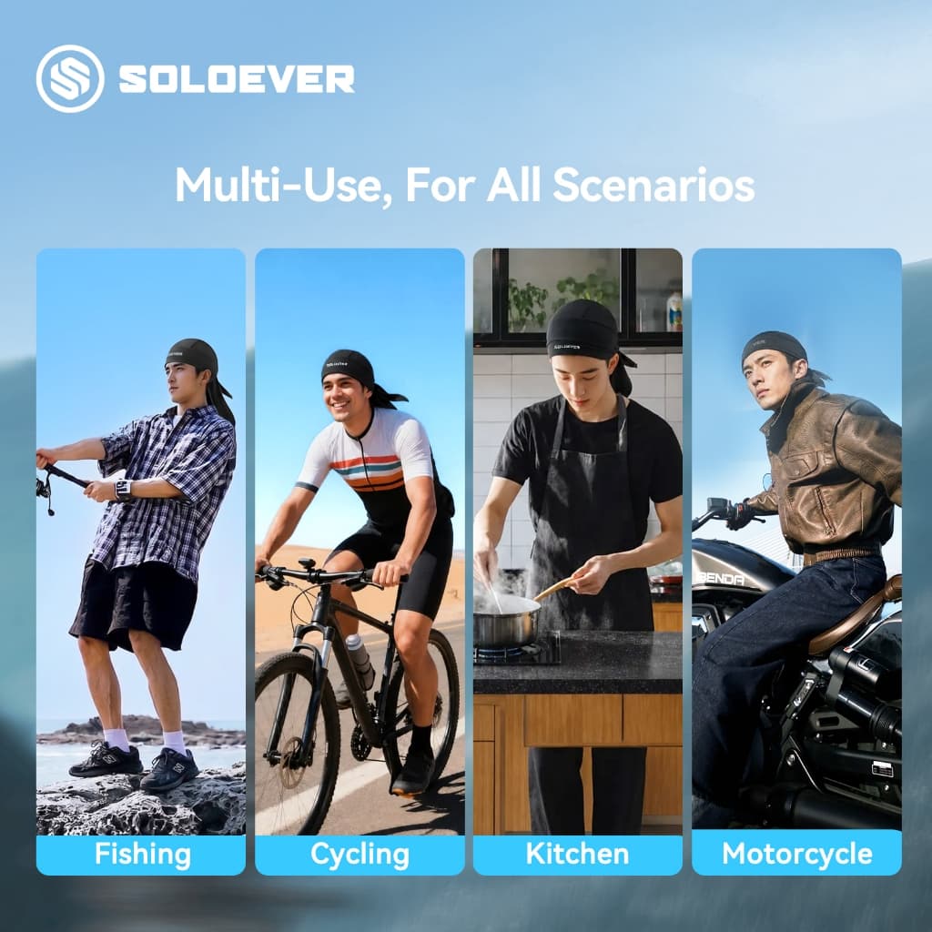 SOLOEVER หมวกโจรสลัด สไตล์Hip Hop ทำจากซิลค์ดูราจห่อศีรษะ ป้องกันฝุ่นและแสงUV นุ่มนวล รูปที่ 8