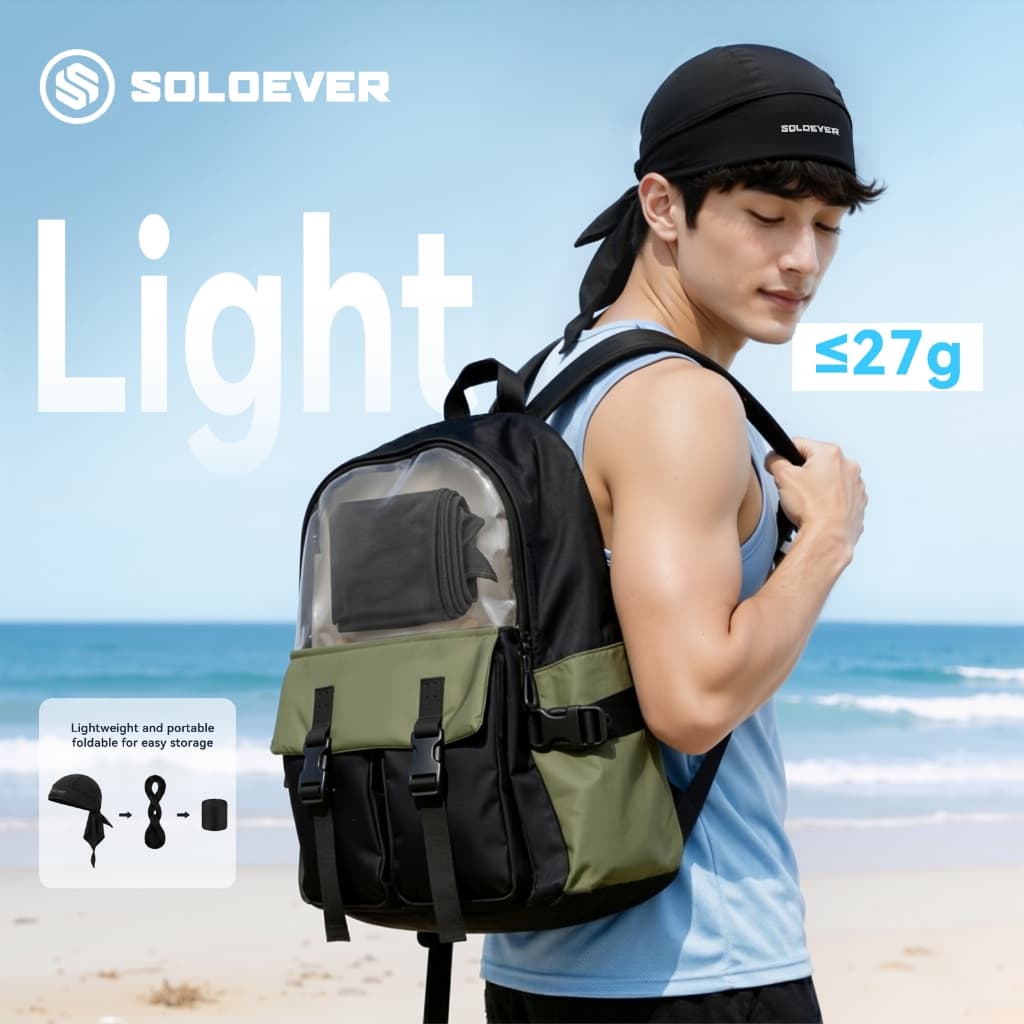 SOLOEVER หมวกโจรสลัด สไตล์Hip Hop ทำจากซิลค์ดูราจห่อศีรษะ ป้องกันฝุ่นและแสงUV นุ่มนวล รูปที่ 2