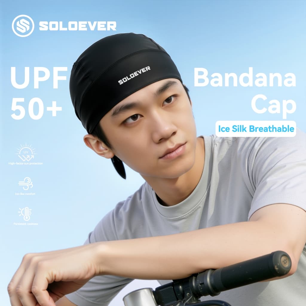 SOLOEVER หมวกโจรสลัด สไตล์Hip Hop ทำจากซิลค์ดูราจห่อศีรษะ ป้องกันฝุ่นและแสงUV นุ่มนวล รูปที่ 7