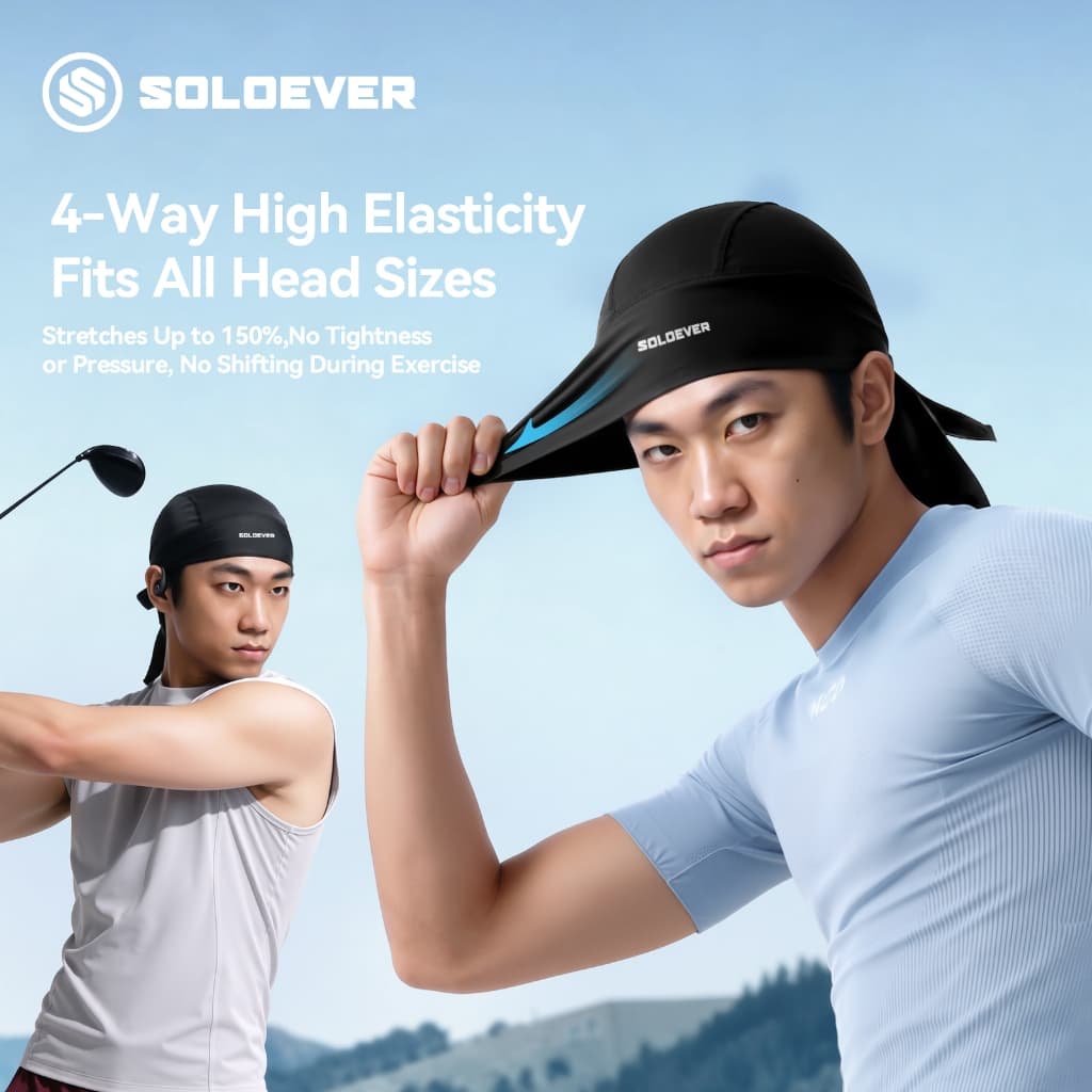 SOLOEVER หมวกโจรสลัด สไตล์Hip Hop ทำจากซิลค์ดูราจห่อศีรษะ ป้องกันฝุ่นและแสงUV นุ่มนวล รูปที่ 4