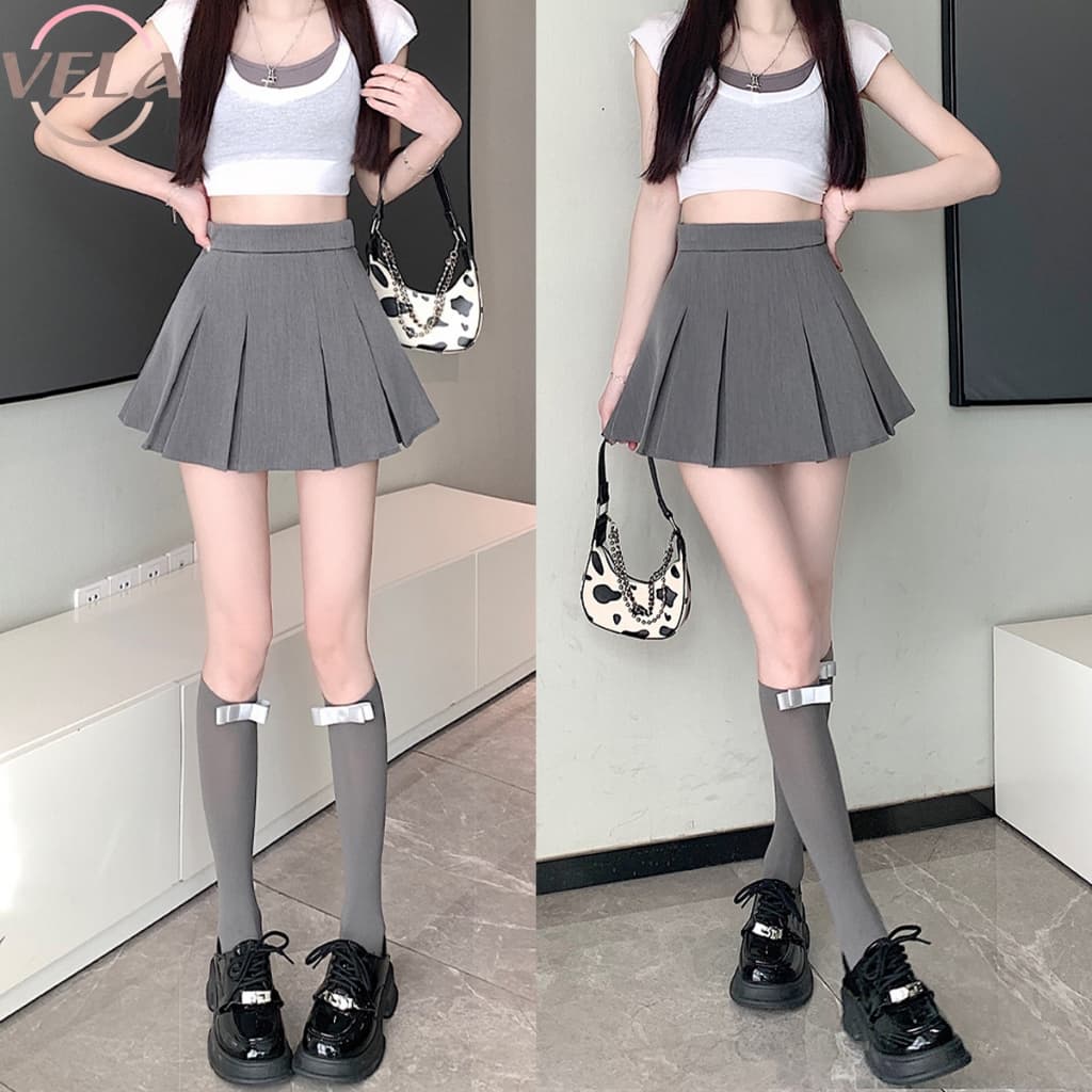 Vela กระโปรงเทนนิส ผ้าสูท Tennis Skirt สไตล์เกาหลี ทรง A เอวสูงสับๆ! ทรงสวย กระโปรงสั้น กระโปรงจีบ กระโปรงกางเกงเทนนิส รูปที่ 6
