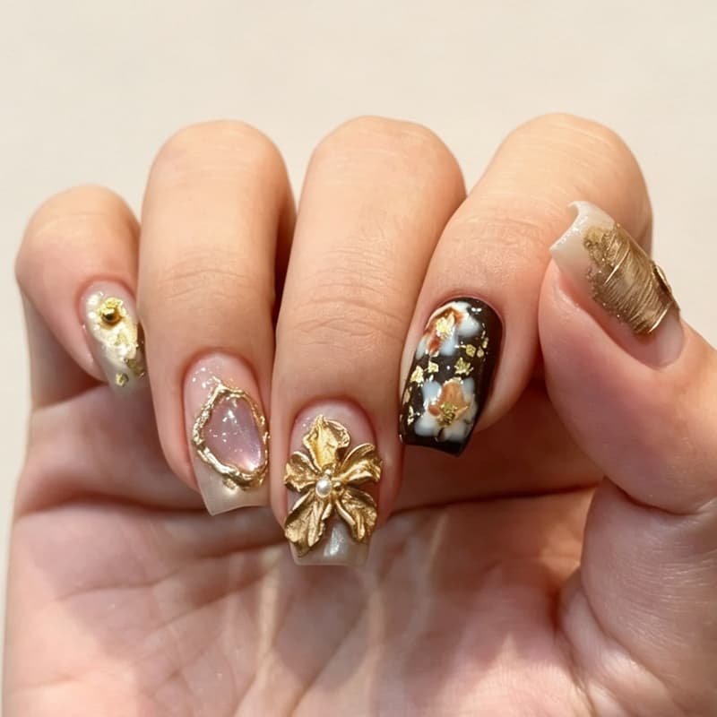 BORN PRETTY Metallic Gold Silver Nail Sculpting Gel ยาทาเล็บ 3D นูนเจล Chromes 3D ดอกไม้แกะสลักเล็บเจล รูปที่ 3