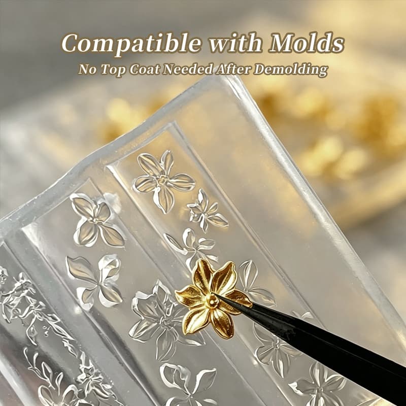 BORN PRETTY Metallic Gold Silver Nail Sculpting Gel ยาทาเล็บ 3D นูนเจล Chromes 3D ดอกไม้แกะสลักเล็บเจล รูปที่ 9