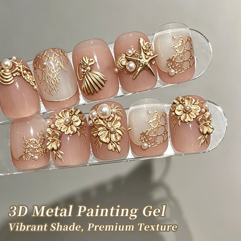 BORN PRETTY Metallic Gold Silver Nail Sculpting Gel ยาทาเล็บ 3D นูนเจล Chromes 3D ดอกไม้แกะสลักเล็บเจล รูปที่ 5
