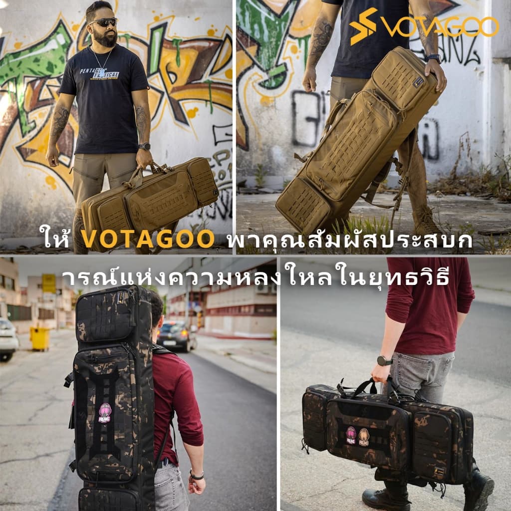 จัดส่งจากกรุงเทพVOTAGOO กระเป๋าปืนยาว แบบสองช่อง กันน้ำ สะพายหลังได้ รูปที่ 7