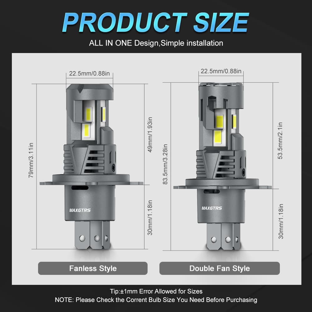 MAXGTRS ใหม่ 30000LM H4 ไฟ LED หลอดไฟ 9003 HB2 ไฟหน้า LED ไฟสูงและต่ําพร้อมพัดลมไร้สาย 110W ไฟหน้ารถ 12V รูปที่ 2
