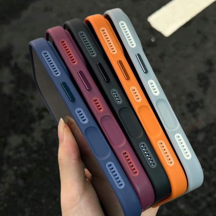 【With Bracket/Plaid large window/Three-stage cooling backplate/ acrylic hard case/Orange】เคส compatible for iPhone 12 13 14 15 16 17 pro max case รูปที่ 2