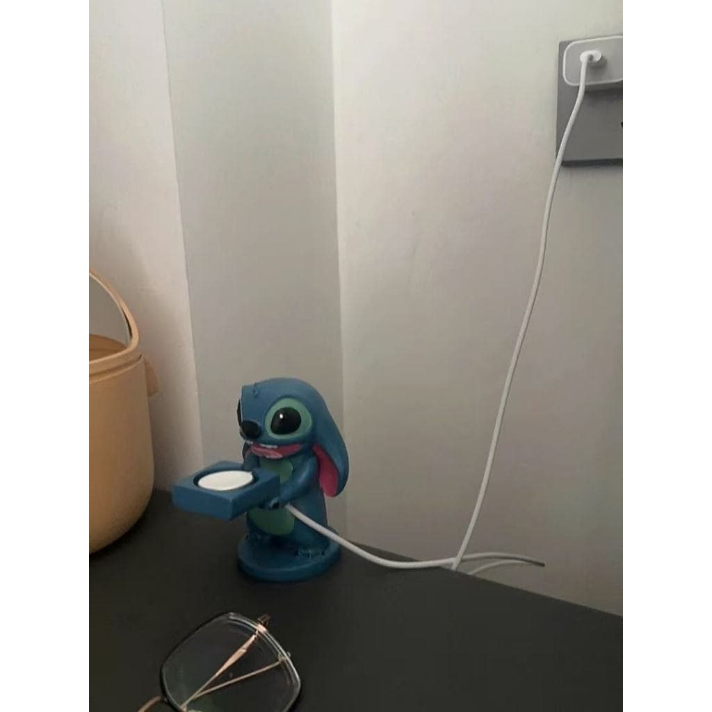 Stitch Phone Charger Holder - ที่วางนาฬิกาและสายเคเบิลน่ารัก, ของตกแต่งสําหรับโต๊ะ รูปที่ 2