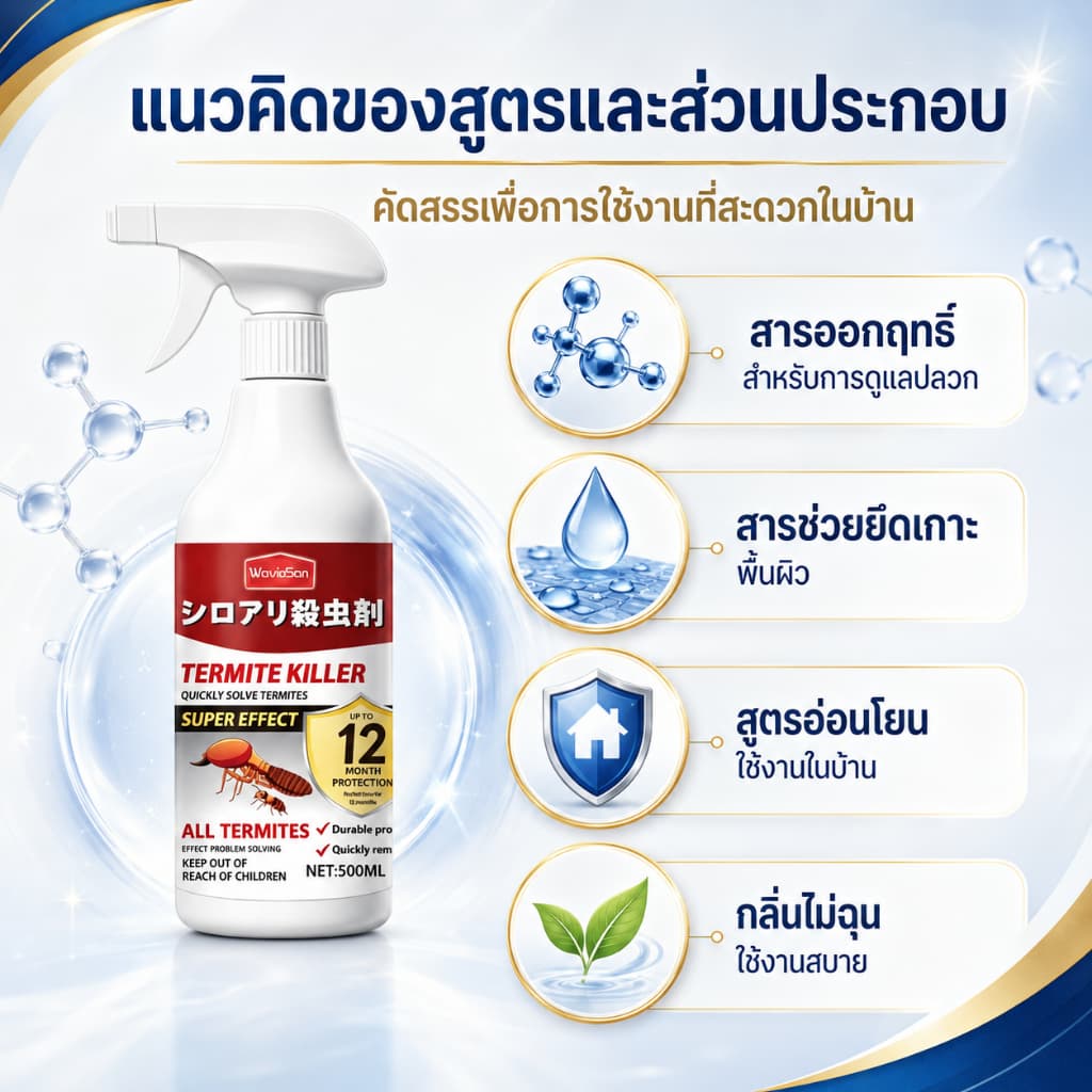 สเปรย์กำจัดปลวก สูตรใหม่ INO ยาฆ่าปลวก สเปรย์กำจัดปลวก ยากำจัดปลวก ไม่มีกลิ่นฉุน ปลอดภัยในบ้าน รูปที่ 5