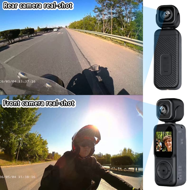 กล้อง MINI Vlog 4K พกพา Dual Lens WiFi หมุนได้ 180° กันสั่น กล้องแอคชั่น กล้องติดตัว บันทึกวิดีโอ รูปที่ 2