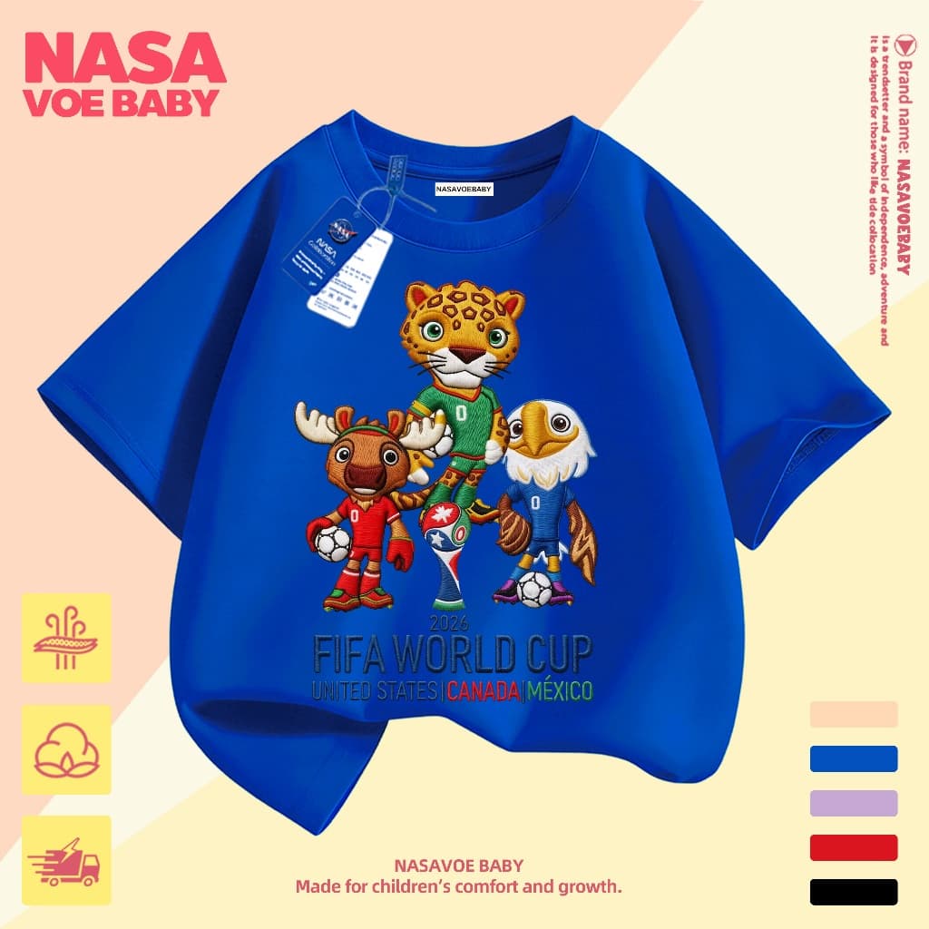 เสื้อยืดเด็ก ลายฟุตบอลโลก ันสดใส ไม่ต้องรีด จัดส่งจากไทย 1-13 ปี รูปที่ 4