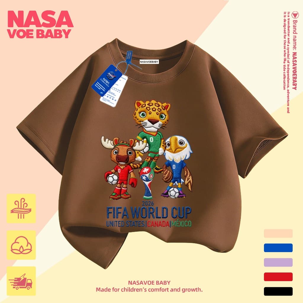 เสื้อยืดเด็ก ลายฟุตบอลโลก ันสดใส ไม่ต้องรีด จัดส่งจากไทย 1-13 ปี รูปที่ 6