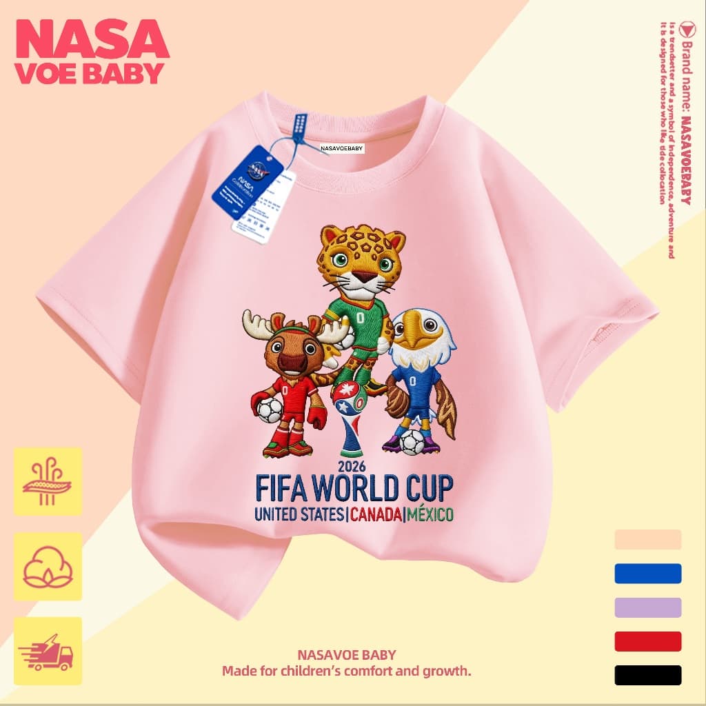 เสื้อยืดเด็ก ลายฟุตบอลโลก ันสดใส ไม่ต้องรีด จัดส่งจากไทย 1-13 ปี รูปที่ 9