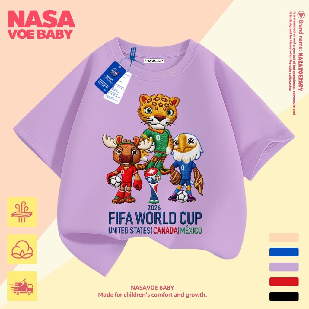 เสื้อยืดเด็ก ลายฟุตบอลโลก ันสดใส ไม่ต้องรีด จัดส่งจากไทย 1-13 ปี รูปที่ 8