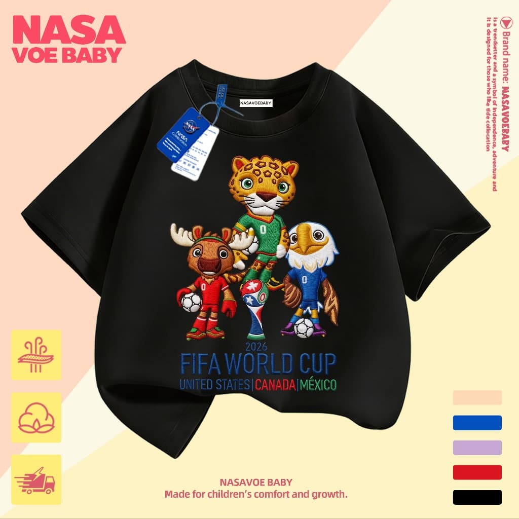 เสื้อยืดเด็ก ลายฟุตบอลโลก ันสดใส ไม่ต้องรีด จัดส่งจากไทย 1-13 ปี รูปที่ 3