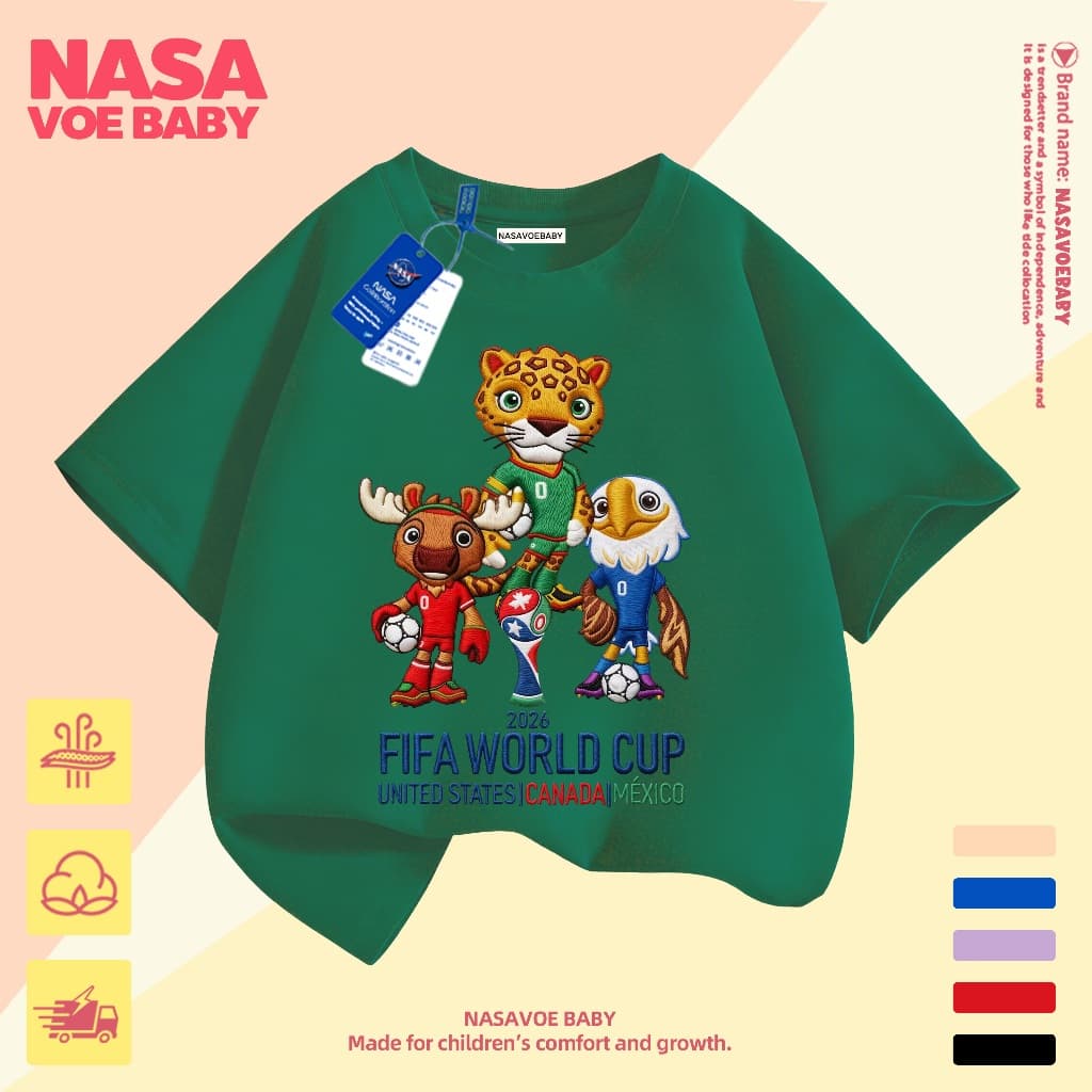 เสื้อยืดเด็ก ลายฟุตบอลโลก ันสดใส ไม่ต้องรีด จัดส่งจากไทย 1-13 ปี รูปที่ 5