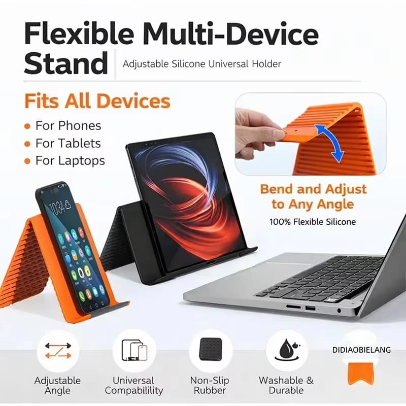 2 ชิ้นพับซิลิโคนขาตั้งโทรศัพท์ Creative Deformable Lazy Holder เดสก์ท็อปโทรศัพท์แท็บเล็ตแบบพกพาสําหรับโทรศัพท์ Universal ipad แล็ปท็อป รูปที่ 2
