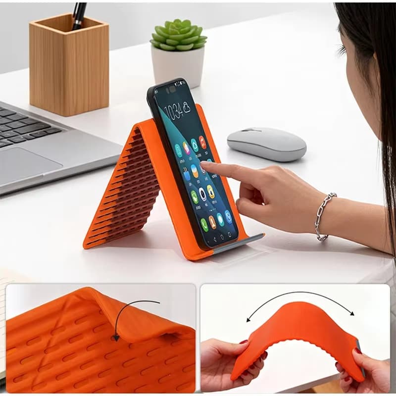 2 ชิ้นพับซิลิโคนขาตั้งโทรศัพท์ Creative Deformable Lazy Holder เดสก์ท็อปโทรศัพท์แท็บเล็ตแบบพกพาสําหรับโทรศัพท์ Universal ipad แล็ปท็อป รูปที่ 7
