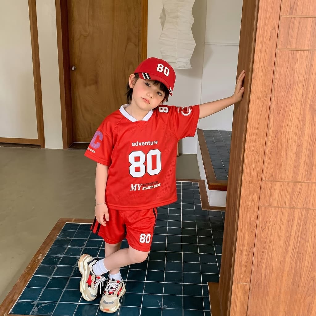 Princess Kesli ชุดกีฬาเด็ก ชุดเซทเสื้อแขนสั้น+กางเกงขาสั้น ฤดูร้อน ชุดบอลเด็กผู้หญิง ชุดกีฬาเด็ก 2-12 ปี รูปที่ 6