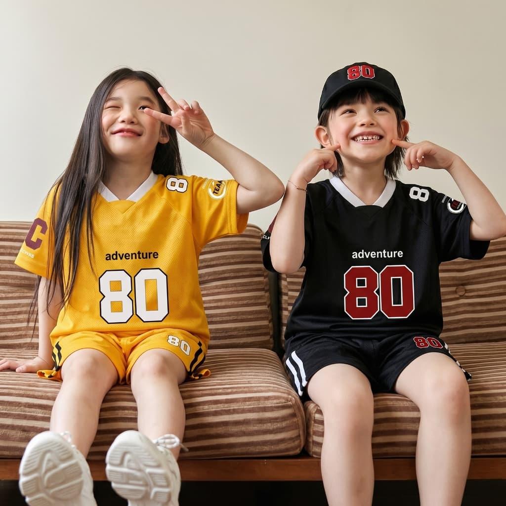 Princess Kesli ชุดกีฬาเด็ก ชุดเซทเสื้อแขนสั้น+กางเกงขาสั้น ฤดูร้อน ชุดบอลเด็กผู้หญิง ชุดกีฬาเด็ก 2-12 ปี รูปที่ 5