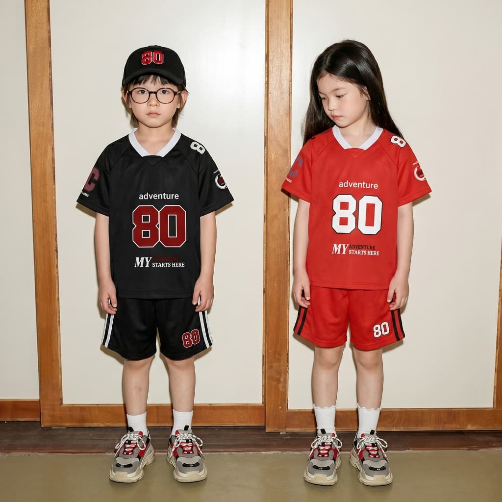 Princess Kesli ชุดกีฬาเด็ก ชุดเซทเสื้อแขนสั้น+กางเกงขาสั้น ฤดูร้อน ชุดบอลเด็กผู้หญิง ชุดกีฬาเด็ก 2-12 ปี รูปที่ 3