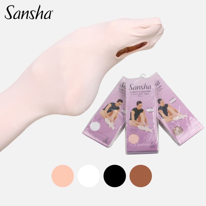 Sansha-Tights คุณภาพสูงผู้หญิงเด็กผู้หญิงเด็ก Soft Ballet Dance Leggings Convertible Gymnastic Class การฝึกอบรมแน่นพร้อมรู T90AD/T90CH รูปที่ 2