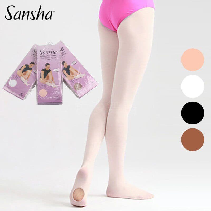 Sansha-Tights คุณภาพสูงผู้หญิงเด็กผู้หญิงเด็ก Soft Ballet Dance Leggings Convertible Gymnastic Class การฝึกอบรมแน่นพร้อมรู T90AD/T90CH รูปที่ 3