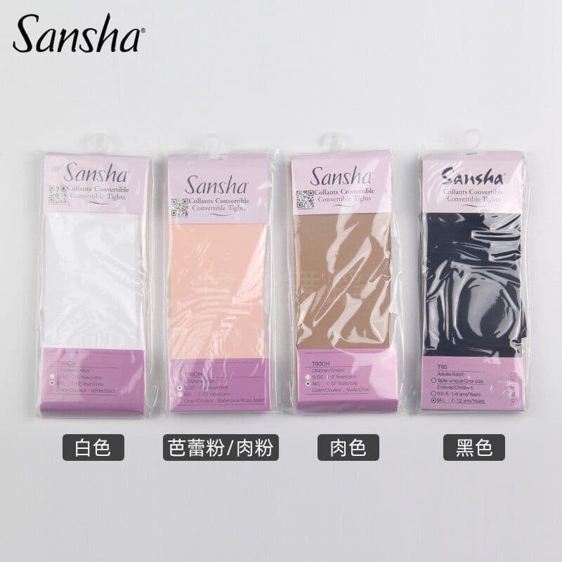 Sansha-Tights คุณภาพสูงผู้หญิงเด็กผู้หญิงเด็ก Soft Ballet Dance Leggings Convertible Gymnastic Class การฝึกอบรมแน่นพร้อมรู T90AD/T90CH รูปที่ 4