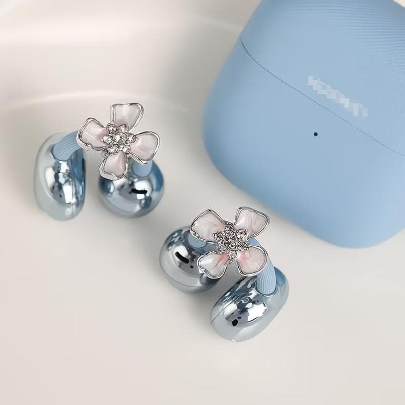 1 คู่ Cherry Blossoms Zircon คลิป Charms การออกแบบประณีตหูฟังอุปกรณ์เสริมแฟลช Dia ส่วนบุคคล DIY สําหรับ OWS หูฟัง รูปที่ 2