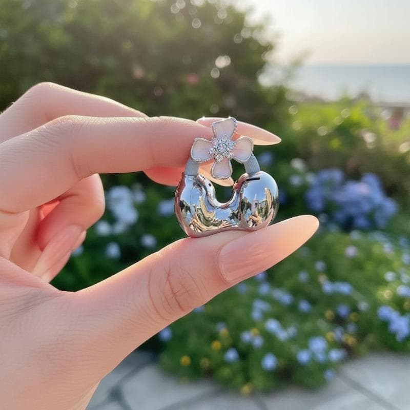 1 คู่ Cherry Blossoms Zircon คลิป Charms การออกแบบประณีตหูฟังอุปกรณ์เสริมแฟลช Dia ส่วนบุคคล DIY สําหรับ OWS หูฟัง รูปที่ 7