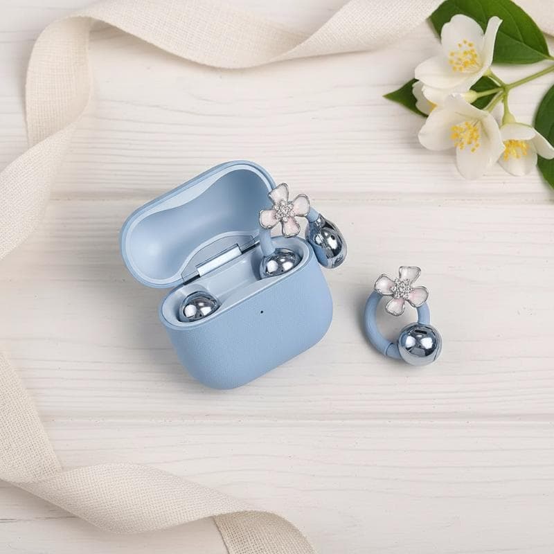 1 คู่ Cherry Blossoms Zircon คลิป Charms การออกแบบประณีตหูฟังอุปกรณ์เสริมแฟลช Dia ส่วนบุคคล DIY สําหรับ OWS หูฟัง รูปที่ 8