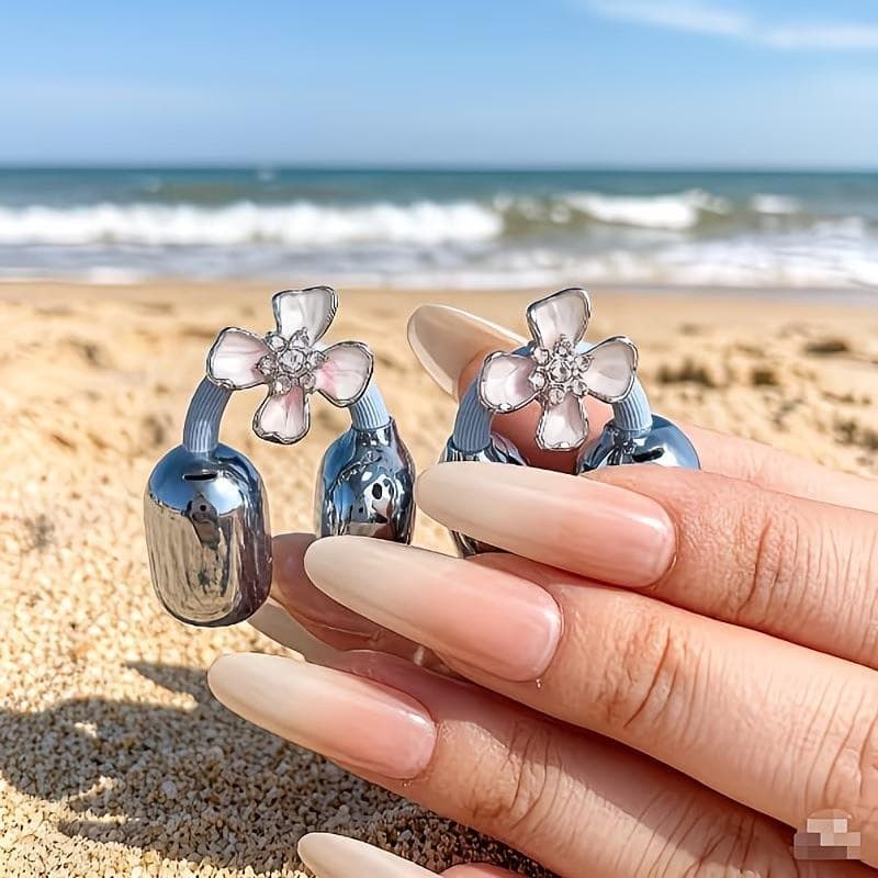 1 คู่ Cherry Blossoms Zircon คลิป Charms การออกแบบประณีตหูฟังอุปกรณ์เสริมแฟลช Dia ส่วนบุคคล DIY สําหรับ OWS หูฟัง รูปที่ 4