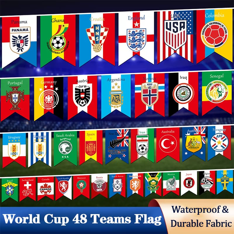 2026 FIFA World Cup Bunting Flags, Football Themed Hanging Pennant Decor รูปที่ 2