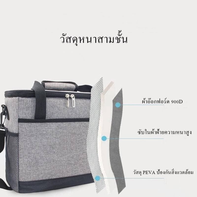 18ล 30ล ใหม่สไตล์ฟอร์ดผ้าฉนวนกันความร้อนกระเป๋าสีเบจกระเป๋าปิกนิกกลางแจ้งความจุขนาดใหญ่กันน้ําถุงน้ําแข็งรถถุงอาหารกลางวัน รูปที่ 7