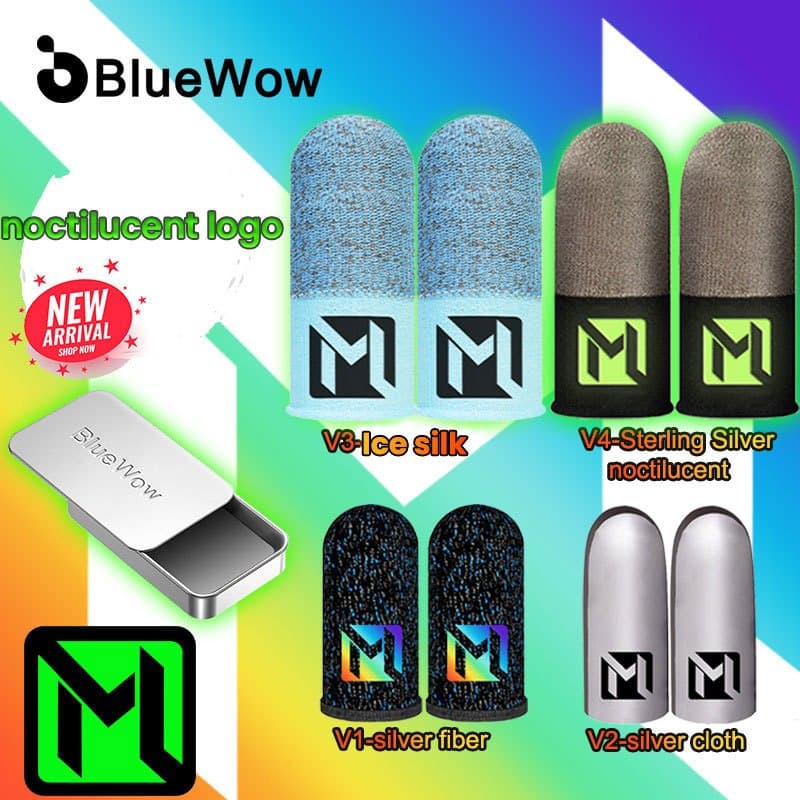 Bluewow Noctilucent ปลอกสวมนิ้วสําหรับเล่นเกมสําหรับเกมมือถือ PUBG ถุงมือนิ้วบางเฉียบและทนทานสําหรับเล่นเกม