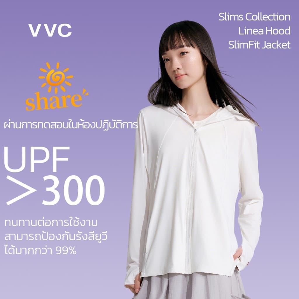 VVC เสื้อกันแดดผู้หญิง - ผ้าซิลค์เย็นผสาน Ectoin กันแดดบำรุงผิว UPF300+ ใส่เบาสบาย สำหรับเที่ยวทะเล วิ่ง ออกกำลังกาย รูปที่ 6