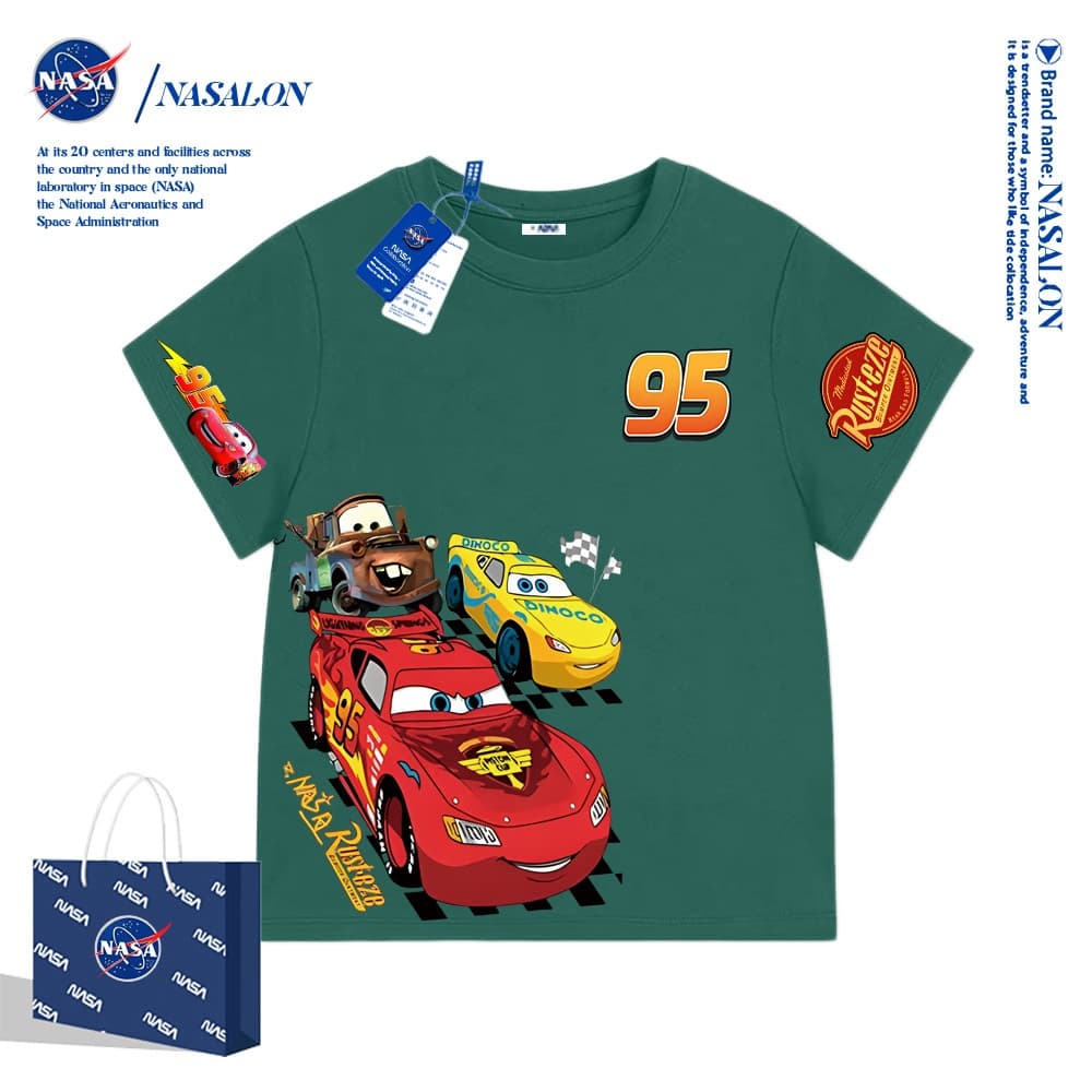 NASA เสื้อยืดเด็กแขนสั้น ผ้าฝ้าย 100% เสื้อเด็กผู้ชาย Lightning McQueen ลายการ์ตูน ระบายอากาศดี สำหรับเด็กอายุ 1-12 ปี รูปที่ 7