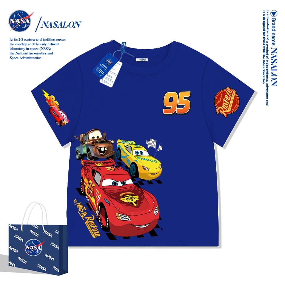 NASA เสื้อยืดเด็กแขนสั้น ผ้าฝ้าย 100% เสื้อเด็กผู้ชาย Lightning McQueen ลายการ์ตูน ระบายอากาศดี สำหรับเด็กอายุ 1-12 ปี รูปที่ 6