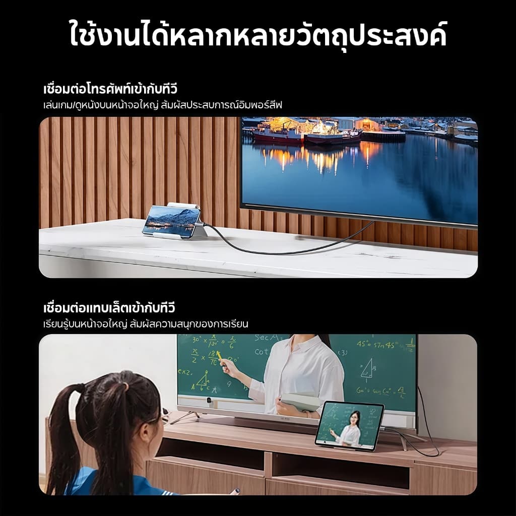 hoco. UA27 สายแปลงสัญญาณ Li to HDMI ความละเอียด 1080P Full HD Type-C to HDMI ความละเอียด 4K Ultra HD รูปที่ 4