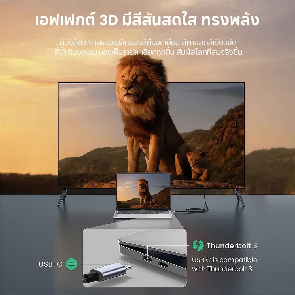 hoco. UA27 สายแปลงสัญญาณ Li to HDMI ความละเอียด 1080P Full HD Type-C to HDMI ความละเอียด 4K Ultra HD รูปที่ 5